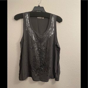 Halogen dark gray silky sequins tank